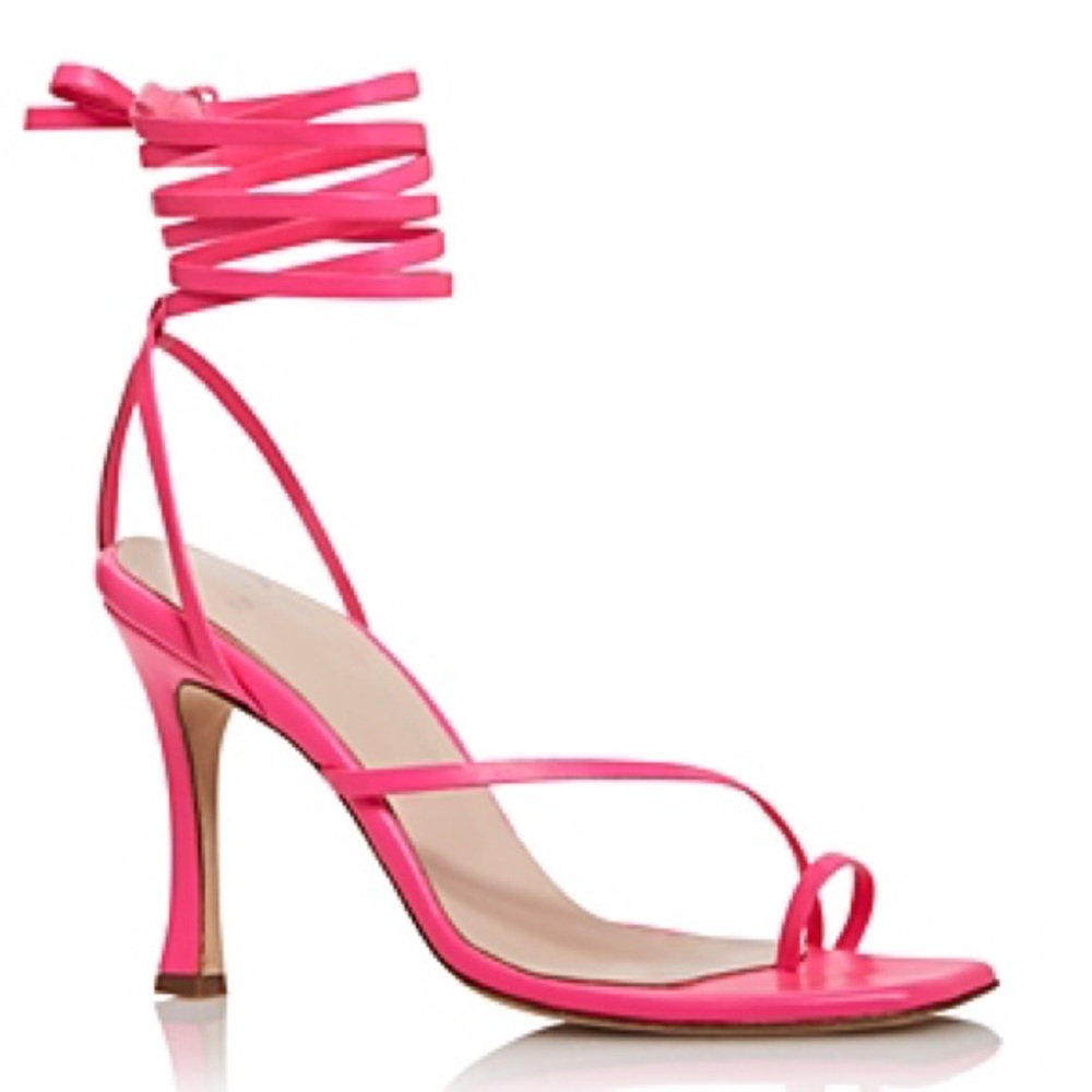 NWOB Brother Vellies Bike Ankle Strap Heeled Sandals in Electric Flamingo Sz 10